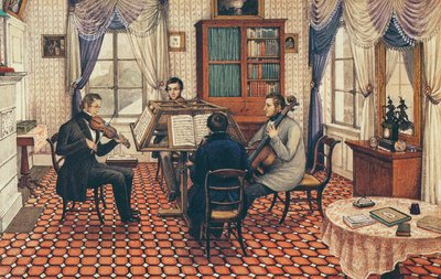 Anthony and Three Friends Playing a String Quartet by Mary Ellen Best